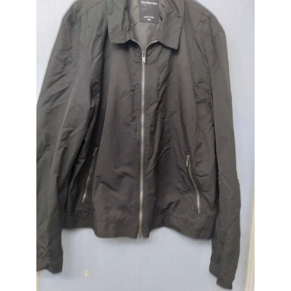 Calvin Klein‎ Jeans Lightweight Jacket Full Zip Black Coat, Men's XL